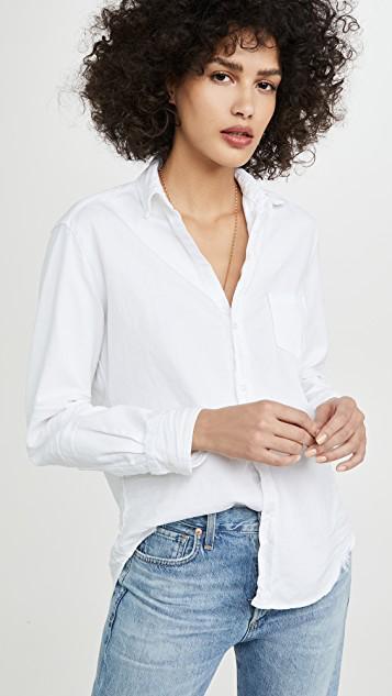 FRANK & EILEEN Eileen Tattered Denim Shirt In White