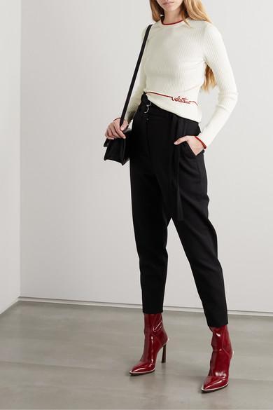 VALENTINO Pleated Striped Silk-georgette Midi Skirt In Rose