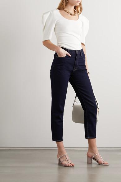 VALENTINO GARAVANI Rockstud Slide Sandal In Laminated Nappa Leather 60mm Woman Rose Cannelle 42 In Brown