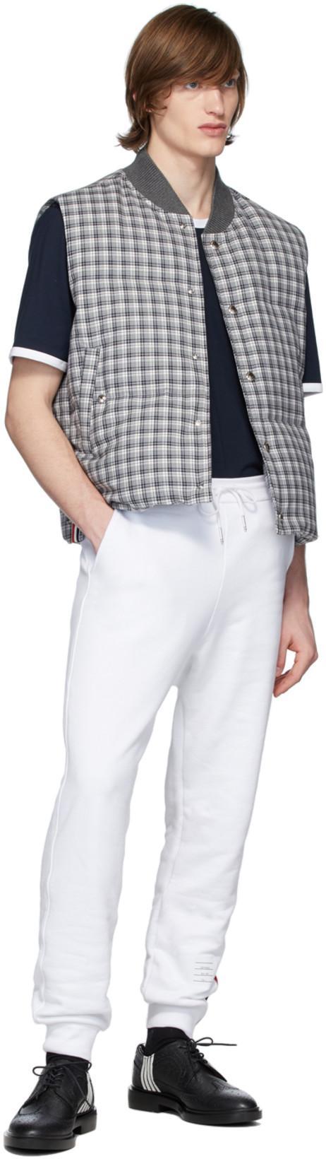 THOM BROWNE Mens Navy Ringer Brand-patch Stretch-wool T-shirt In Blue