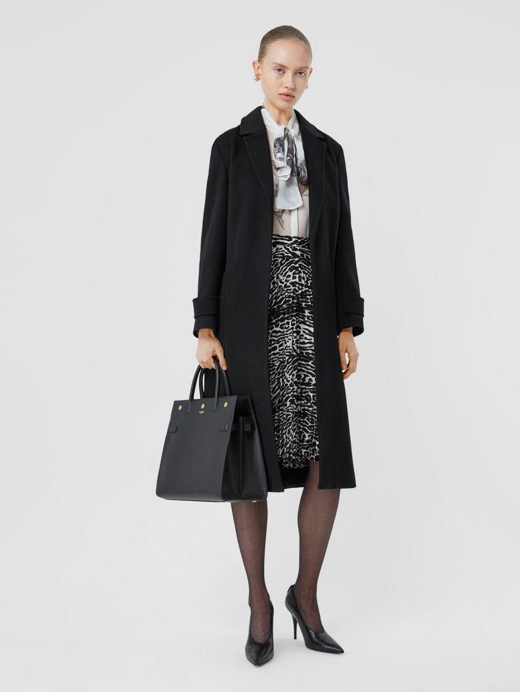 BURBERRY Monochrome Leopard Print Fluid Pleated Skirt In Black Ip Pattern