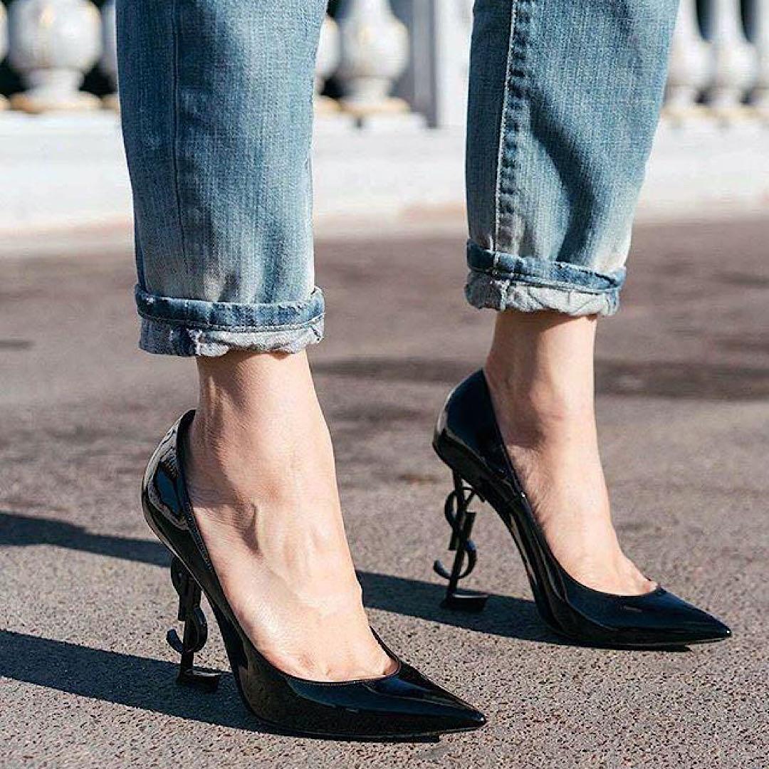 SAINT LAURENT Ysl Opyum Patent Leather Pumps In Black