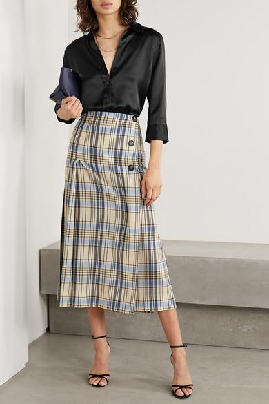 L'AGENCE Aoki Three-quarter Sleeve Silk Blouse In Black