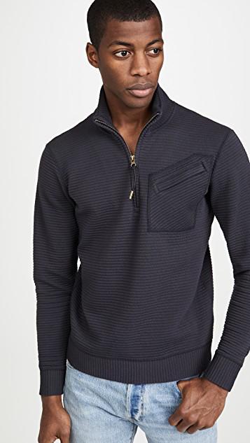 BILLY REID Quilted Half Zip Sweatshirt Dark Navy In Blue