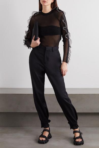 COMMANDO Double Take Lace-paneled Stretch Bandeau Bra In Black