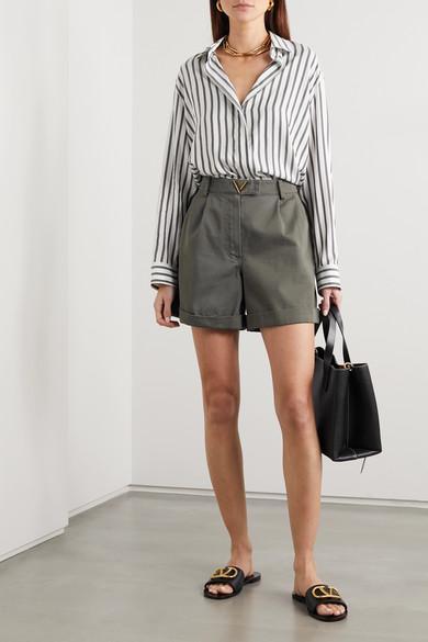 VALENTINO GARAVANI Vlogo Leather Slides In Black