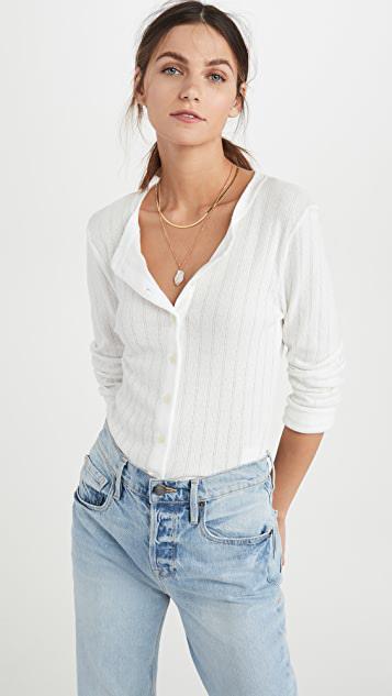 LESET Pointelle-knit Cotton-jersey Cardigan In White
