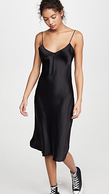 NILI LOTAN Plunge Neck Slip Dress In Black