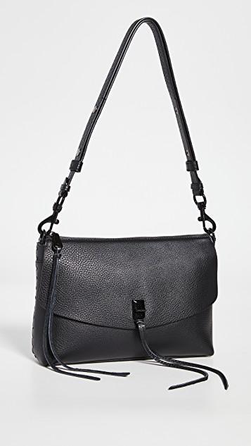REBECCA MINKOFF Darren Small Leather Top Zip Leather Shoulder Bag In Black