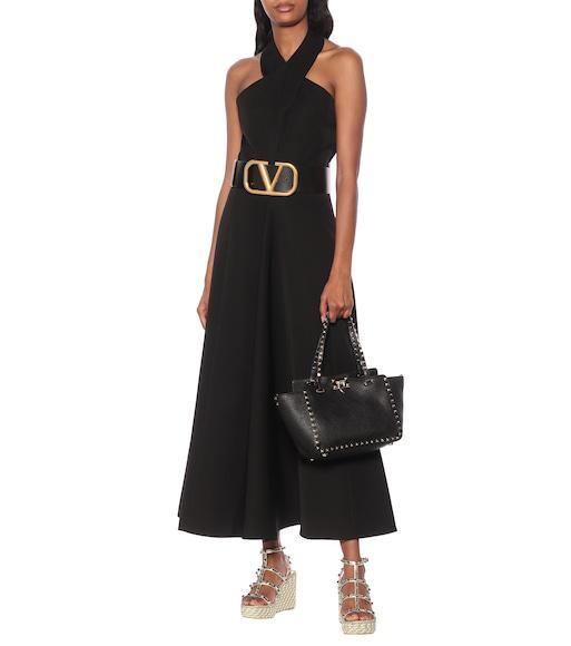 VALENTINO GARAVANI Rockstud Torchon Espadrille Wedges In Black