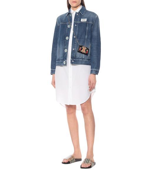 BURBERRY Check Slide Flat Open Toe Slippers In Black