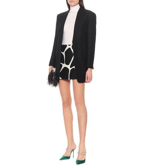 VALENTINO Printed Wool And Silk-blend Crepe Mini Skirt In Ivory