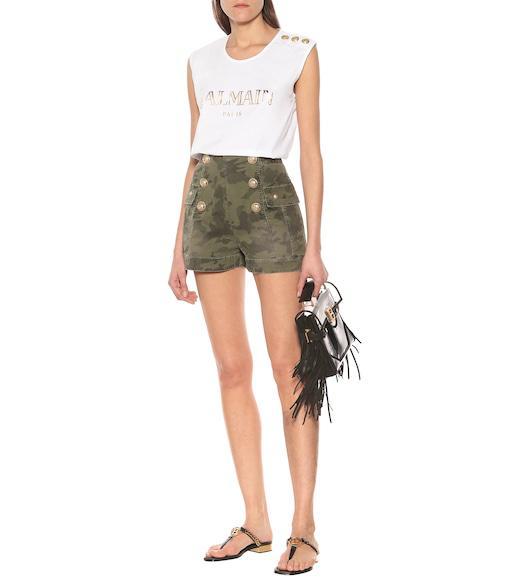 BALMAIN Logo-print Sleeveless T-shirt In White