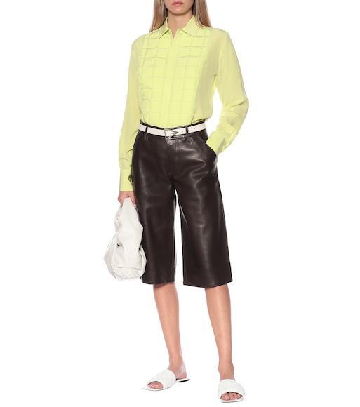 BOTTEGA VENETA 10mm Padded Leather Slide Flats In Optic White