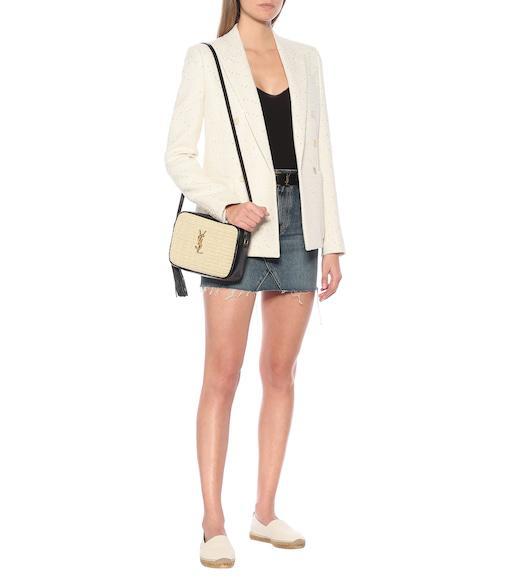 SAINT LAURENT Embroidered Espadrilles In Canvas Beige In White