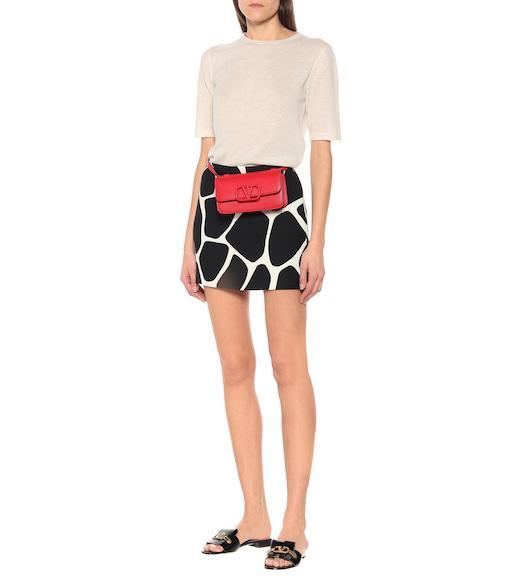 VALENTINO Printed Wool And Silk-blend Crepe Mini Skirt In Ivory