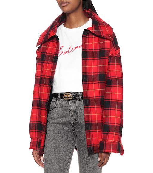 BALENCIAGA Bb Reversible Croc-effect And Smooth Leather Waist Belt In Black