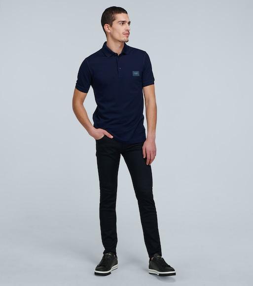 DOLCE & GABBANA Cotton Pique Polo Shirt In Blue