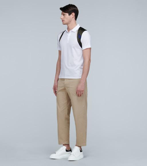 ALEXANDER MCQUEEN Sneakers Oversize In Pelle Bianca E Talloncino In Pelle Scamosciata Blu Avio In White