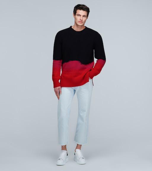 ALEXANDER MCQUEEN Sneakers Oversize In Pelle Bianca E Talloncino In Pelle Scamosciata Blu Avio In White