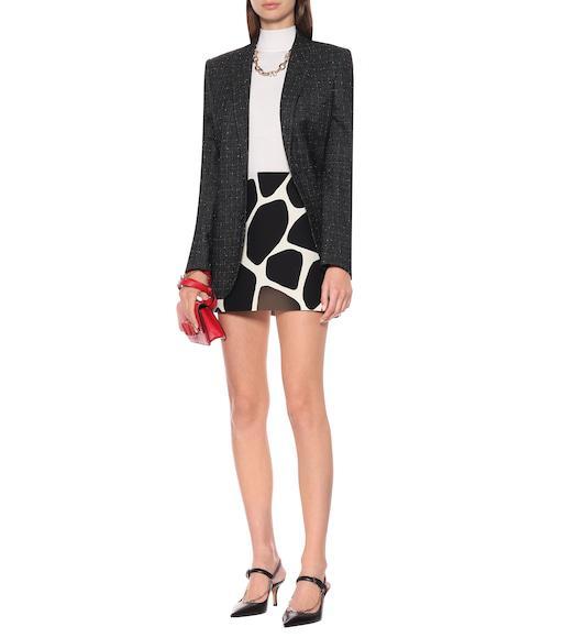 VALENTINO Printed Wool And Silk-blend Crepe Mini Skirt In Ivory