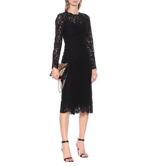 DOLCE & GABBANA Lace Midi Dress In Black