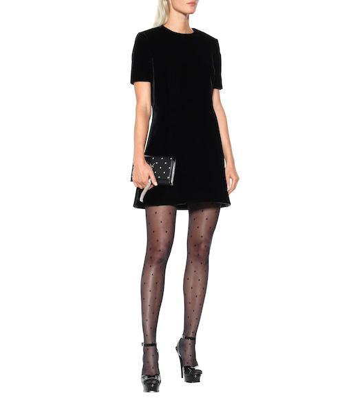 SAINT LAURENT Short-sleeve Wool Crepe Mini Dress In Black
