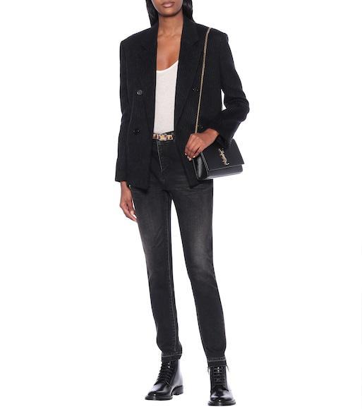 SAINT LAURENT Medium Kate Grain Leather Shoulder Bag In Black