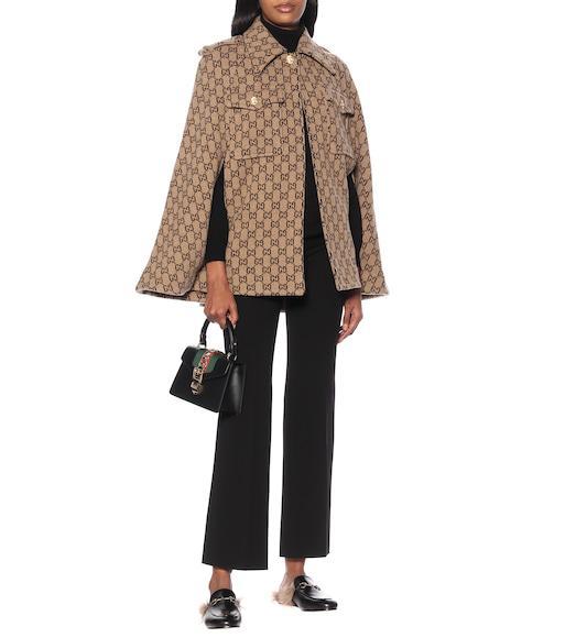 GUCCI Gg-knit Wool Cape Jacket In Multi
