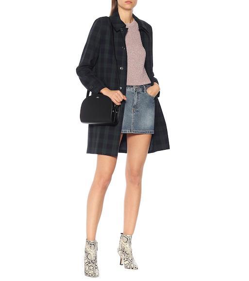 APC Stylish Black Leather Mini Crossbody Bag For Women