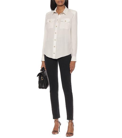 BALMAIN Silk Shirt With Padded Shoulders In White