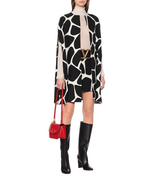 VALENTINO Printed Wool And Silk-blend Crepe Mini Skirt In Ivory