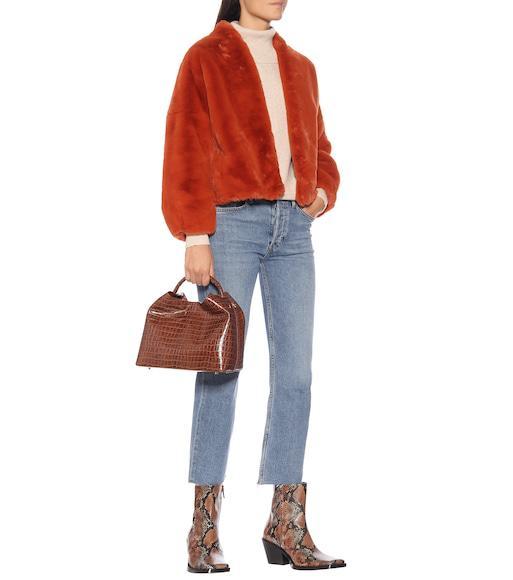 ACNE STUDIOS Braxton Snake-effect Leather Ankle Boots In Brown