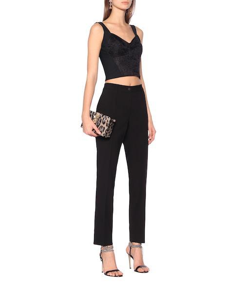 DOLCE & GABBANA Shaper Corset Bustier Top In Jacquard And Lace In Black