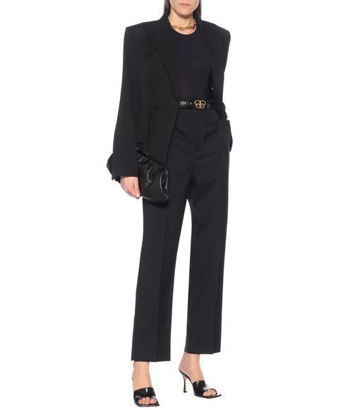 BALENCIAGA Bb Reversible Croc-effect And Smooth Leather Waist Belt In Black