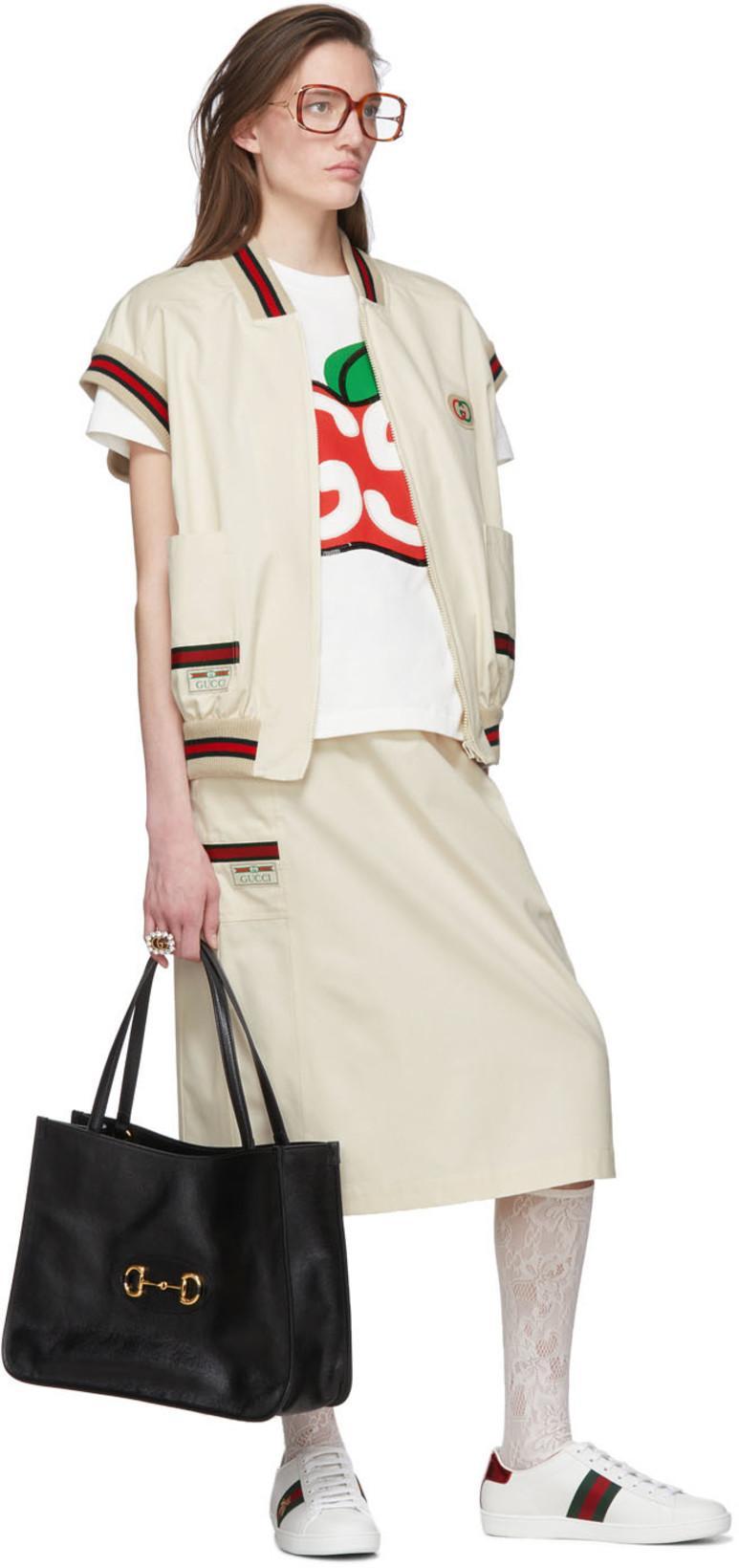 GUCCI Ace Embroidered Leather Sneaker In White