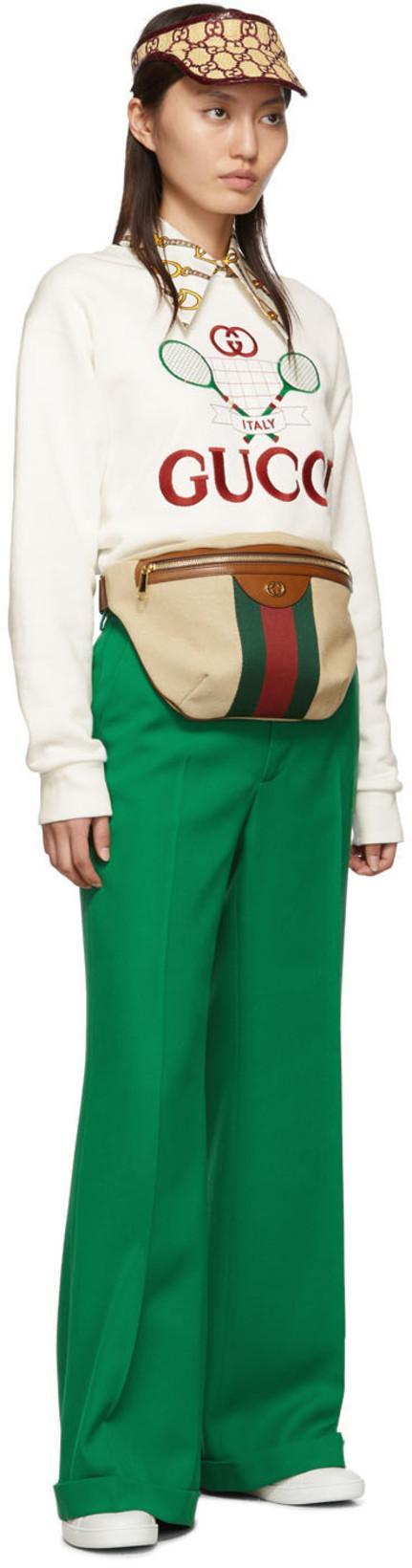 GUCCI Ace Embroidered Leather Sneaker In White