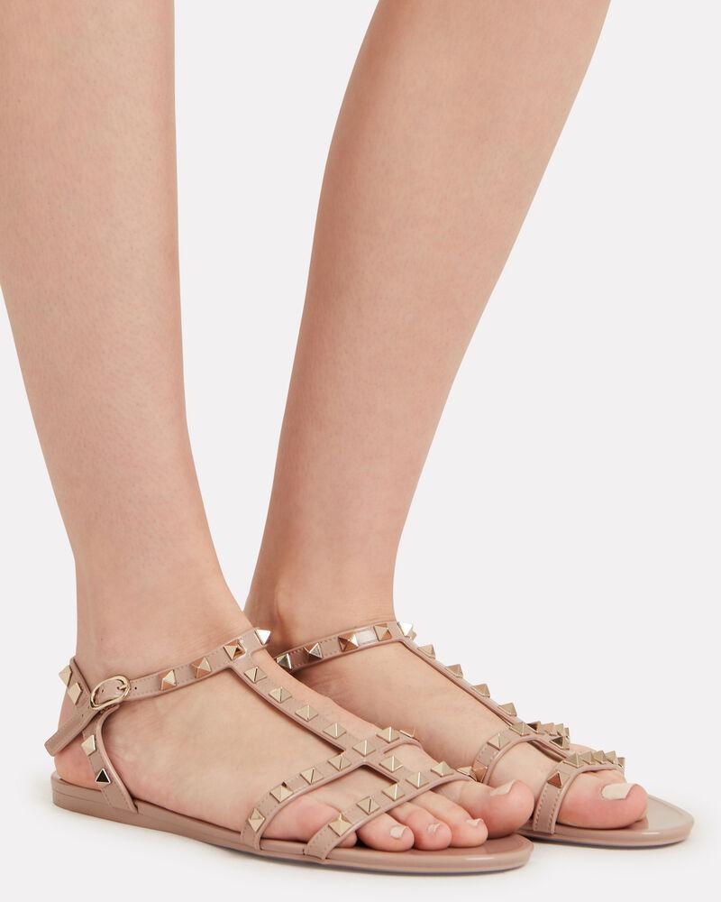 VALENTINO GARAVANI Rockstud Rubber Sandals In Poudre Color In Beige