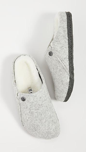 BIRKENSTOCK Zermatt Shearling Wz Womens Lined Slippers Colour: Light Grey Felt, Size: 3 / 36