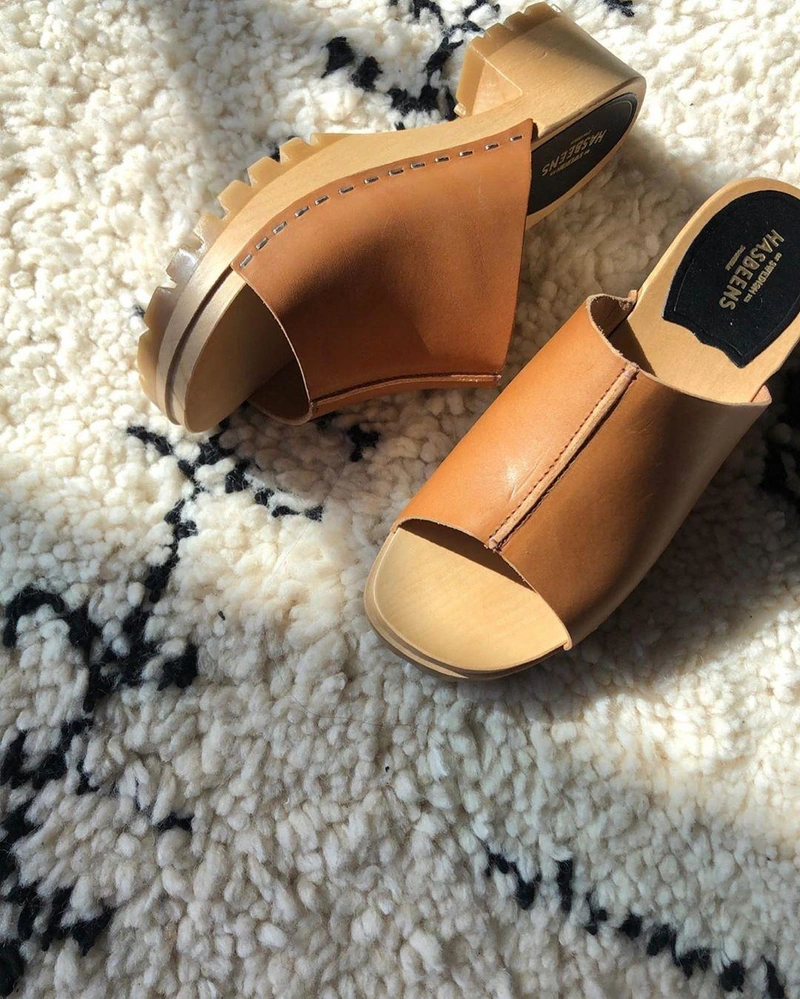 shopbop.com's Posts | Wearing: Swedish Hasbeens Ann Platform Slide Sandal In Nature Leather