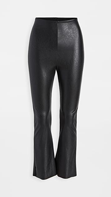 COMMANDO Cropped Flared High-rise Faux-leather Trousers In Black