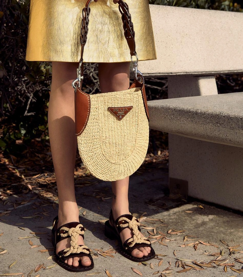 Prada's Posts | Wearing: Prada Small Raffia Hobo Bag In Naturale/ Cognac