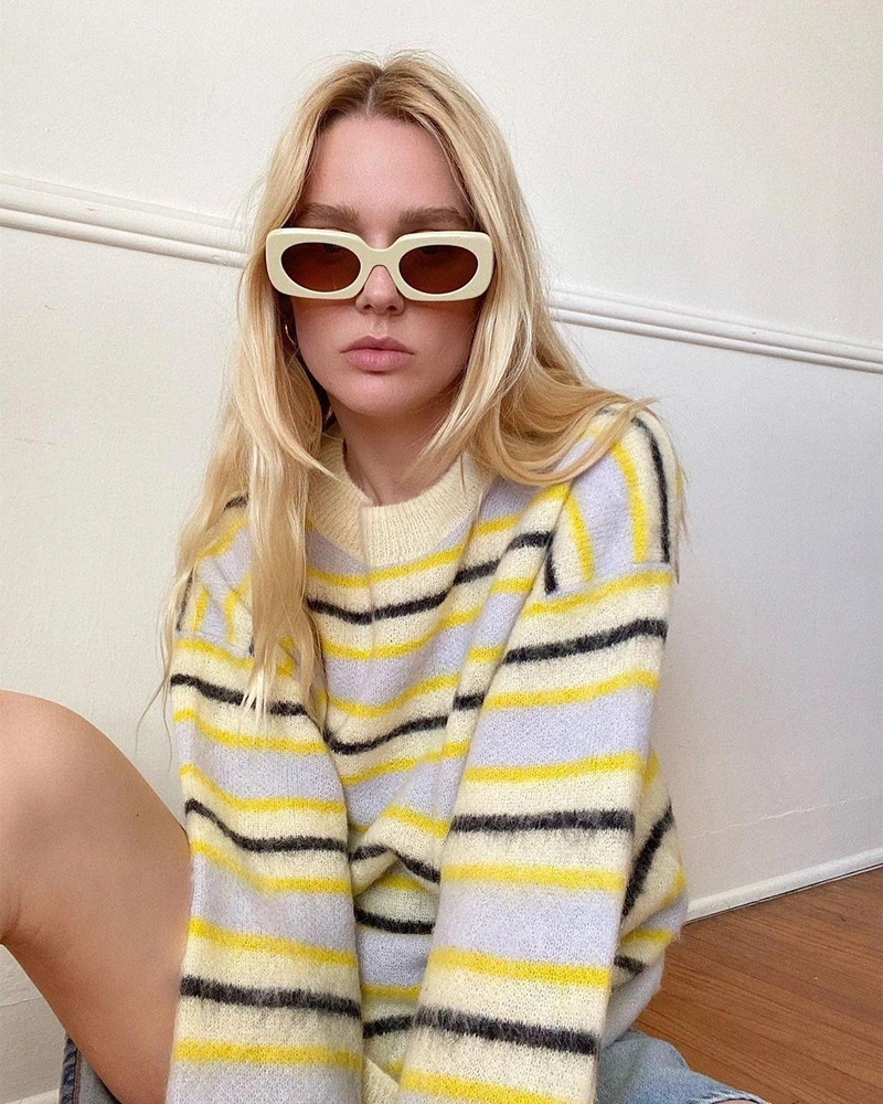 shopbop.com's Posts | Wearing: Acne Studios Women's Fluffy Alpaca-blend Mockneck Sweater In Yellow