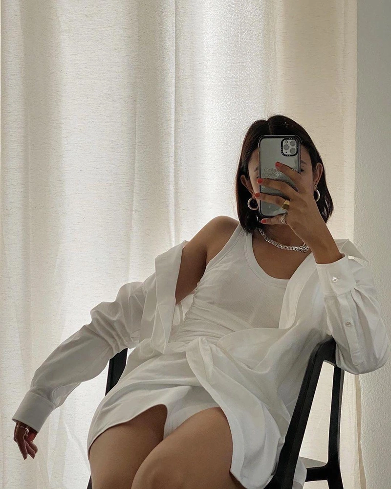 shopbop.com's Posts | Wearing: Alexander Wang Asymmetric Cotton-poplin Shirt Dress In White