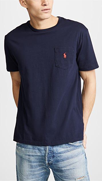 POLO RALPH LAUREN Cotton Jersey T-shirt Custom Slim-fit In Blue