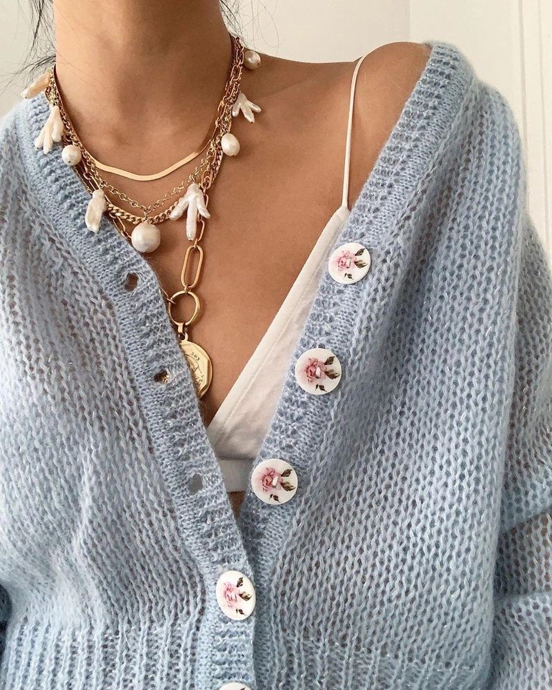 shopbop.com's Posts | Wearing: Kiki De Montparnasse Intime Soft Triangle Bra In White; Shashi Khaleesi Necklace In Gold; Eliou Porto Gold-plated Pearl Necklace
