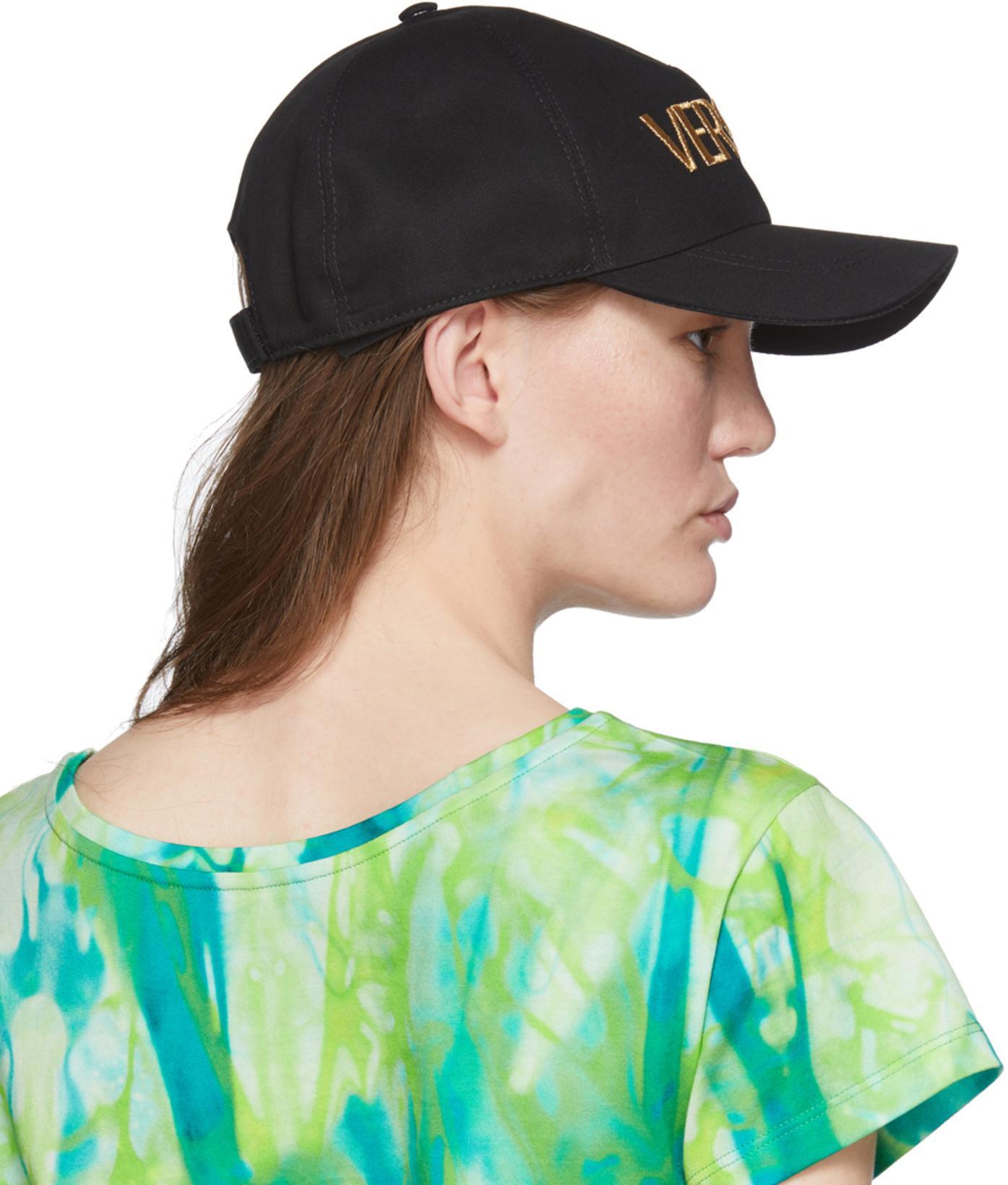 VERSACE Embroidered Logo Baseball Cap In Black