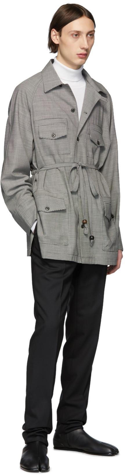 MAISON MARGIELA Black Tabi Leather Ankle Boots In Green