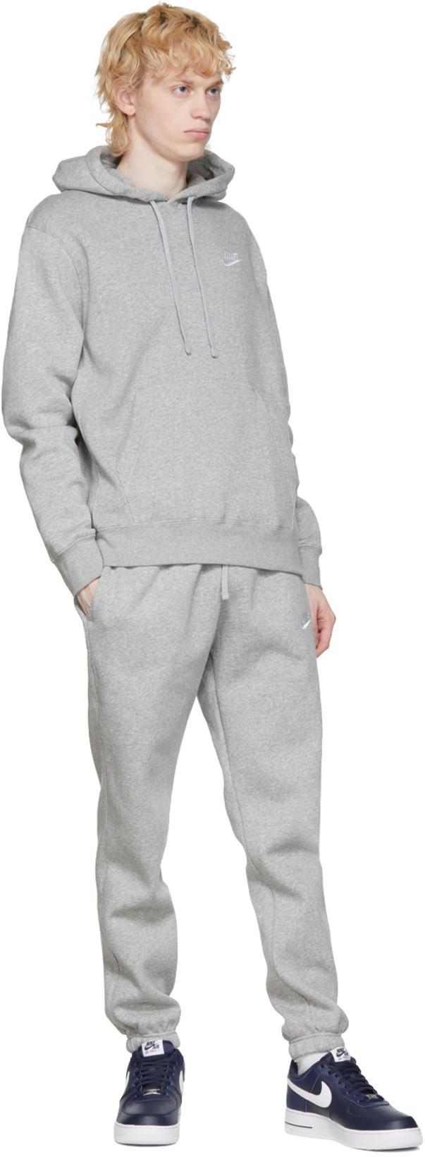 NIKE Sportswear Club Logo-embroidered Cotton-blend Jersey Zip-up Hoodie In Grey