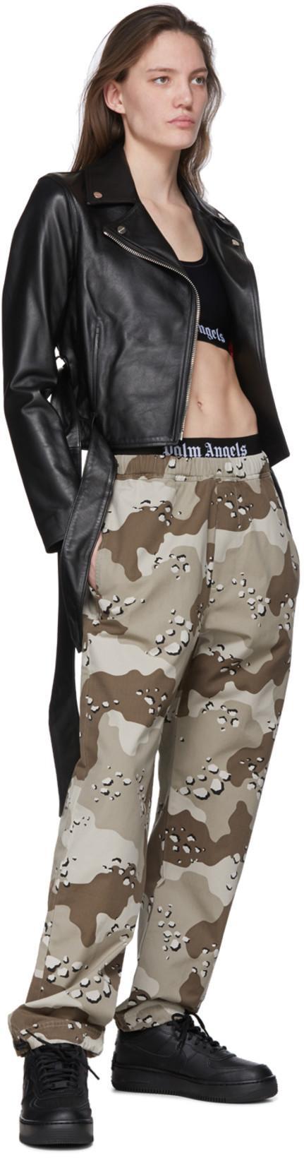 PALM ANGELS Black Classic Logo Sport Bra In Black White